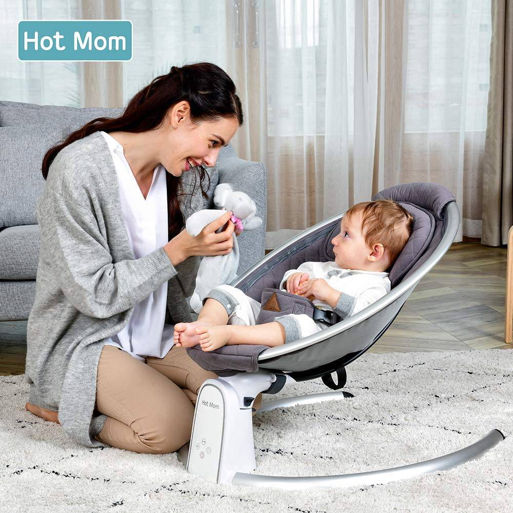 Hot Mom Baby Swing Bluetooth e inteligencia Timing Electric Baby Rocker Múltiples engranajes Ajuste del asiento Silla de bebé (Gris oscuro) - DIGVICE MX