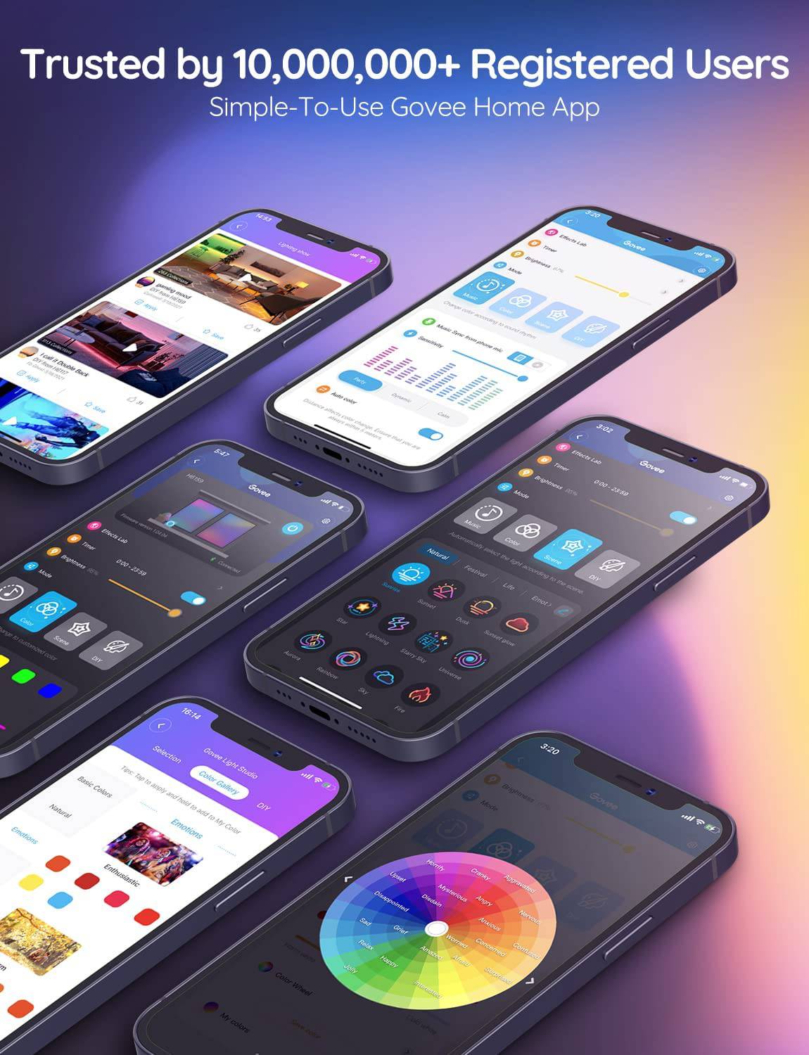 Govee Tira de luces LED que cambian de color de 32.8 pies, luces LED Bluetooth con control de aplicación, control remoto, caja de control, 64 escenas y luces de sincronización de música, 2 rollos de 16.4 pies - DIGVICE MX