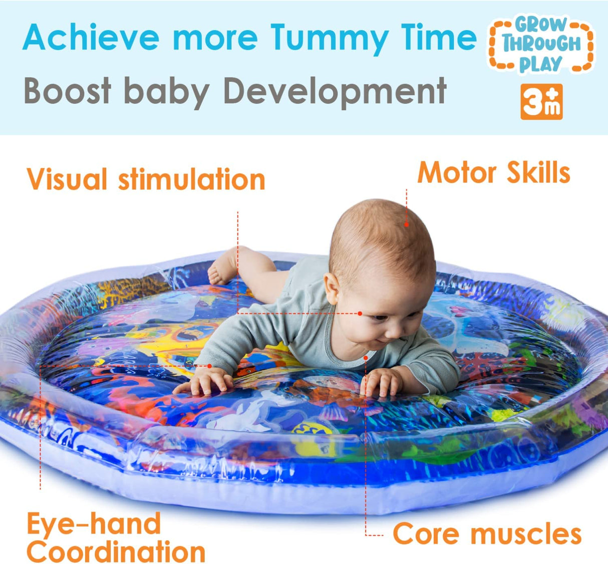 TT TUMMYTIMEZ Colchoneta de agua premium para el tiempo boca abajo, centro de actividades inflable XL - B08P9VRY18