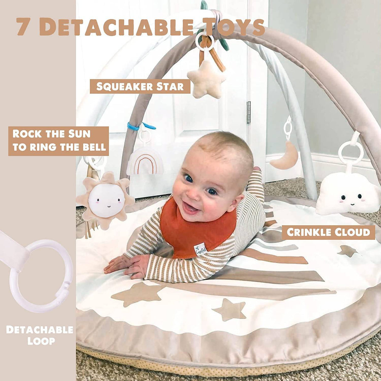 Little Dove Baby Gym and Infant Play Mat Rainbow Design para recién nacidos Gimnasio de actividades de desarrollo basado en etapas para niños pequeños de 0 a 3 6 9 12 meses Bebés con 7 juguetes - DIGVICE MX
