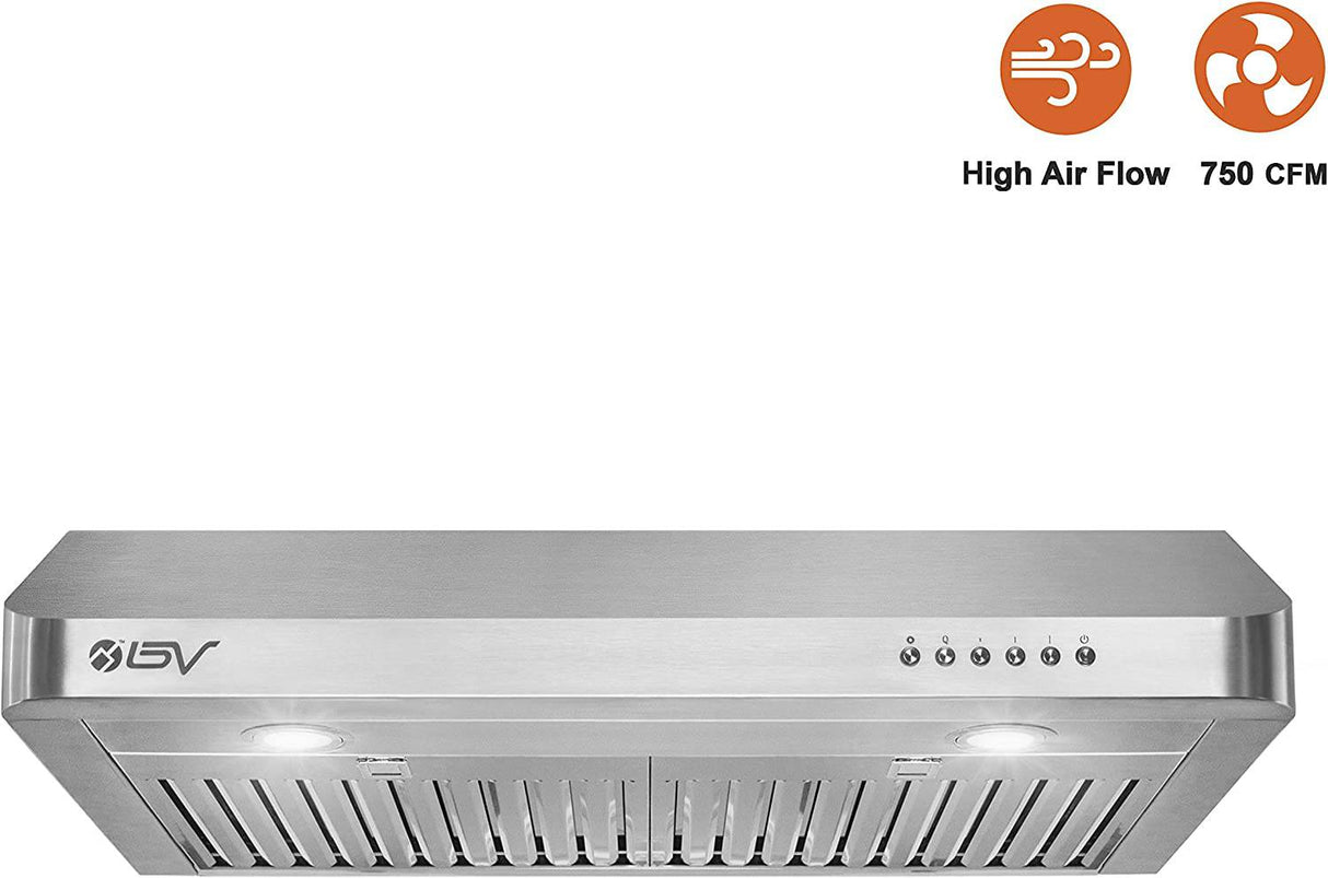 BV - Campanas extractoras de 30 pulgadas debajo del gabinete | Doble motor de extra alta potencia| Campana de cocina de acero inoxidable con luces LED | Campana extractora de cocina con conductos - DIGVICE MX