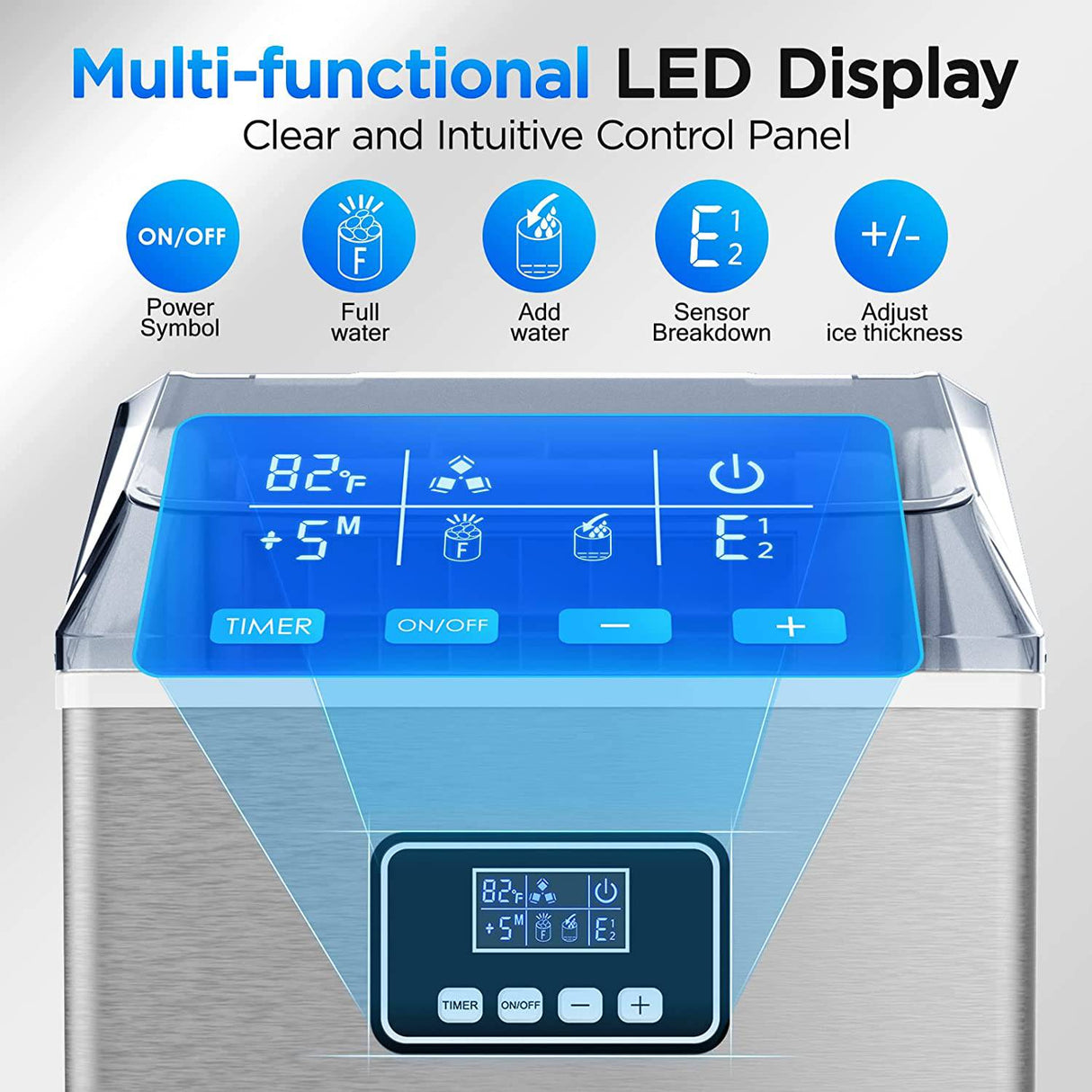 FREE VILLAGE - Encimera para hacer hielo: autolimpieza automática de 40 libras/24 horas, 24 cubitos de hielo en 13 minutos - DIGVICE MX