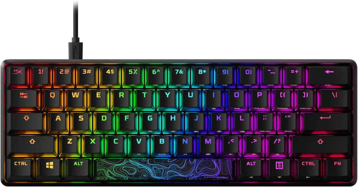 HyperX Alloy Origins 60 - Teclado mecánico para juegos, factor de forma ultracompacto del 60 %, teclas PBT de doble disparo, retroiluminación LED RGB, compatible con el software NGENUITY - Interruptor rojo HyperX lineal