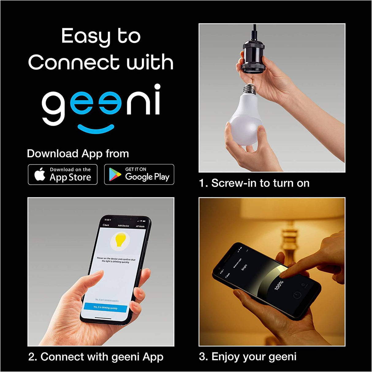 Geeni LUX 800 regulable A19 bombillas LED blancas inteligentes para el hogar, funciona con Alexa y Google Home, no requiere concentrador, requiere WiFi de 2,4 GHz (paquete de 3) - DIGVICE MX