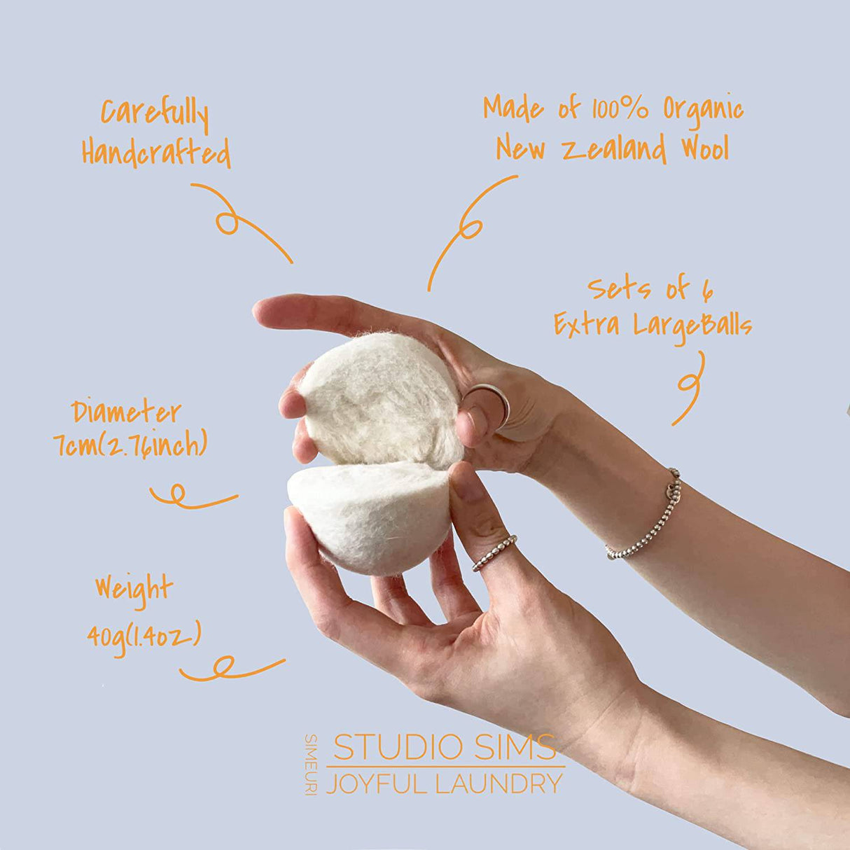 Studio simeuri Bolas para secadora Lavandería Bolas para secadora de lana reutilizables Juego de 6 unidades, XL 100% Nueva Zelanda Bola suavizante de tela reutilizable Antiestático para depilación de mascotas (Blanco, Gris) - DIGVICE MX