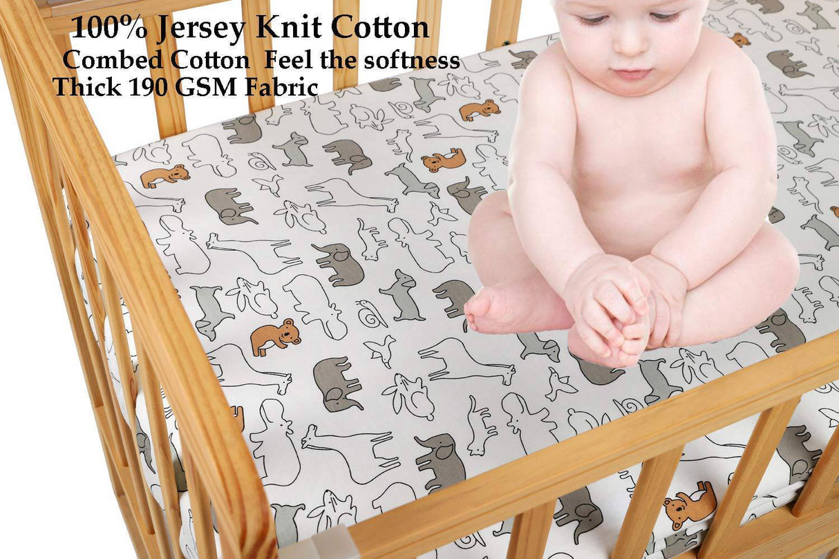 KNLPRUHK - Pack n Play Playard Juego de sábanas, 3 unidades, 100 % algodón de punto jersey, sábanas ajustables portátiles para minicuna, para bebé, niño, ultrasuave, elástico, lindo dinosaurio, elefante, león, caballo, koala - DIGVICE MX