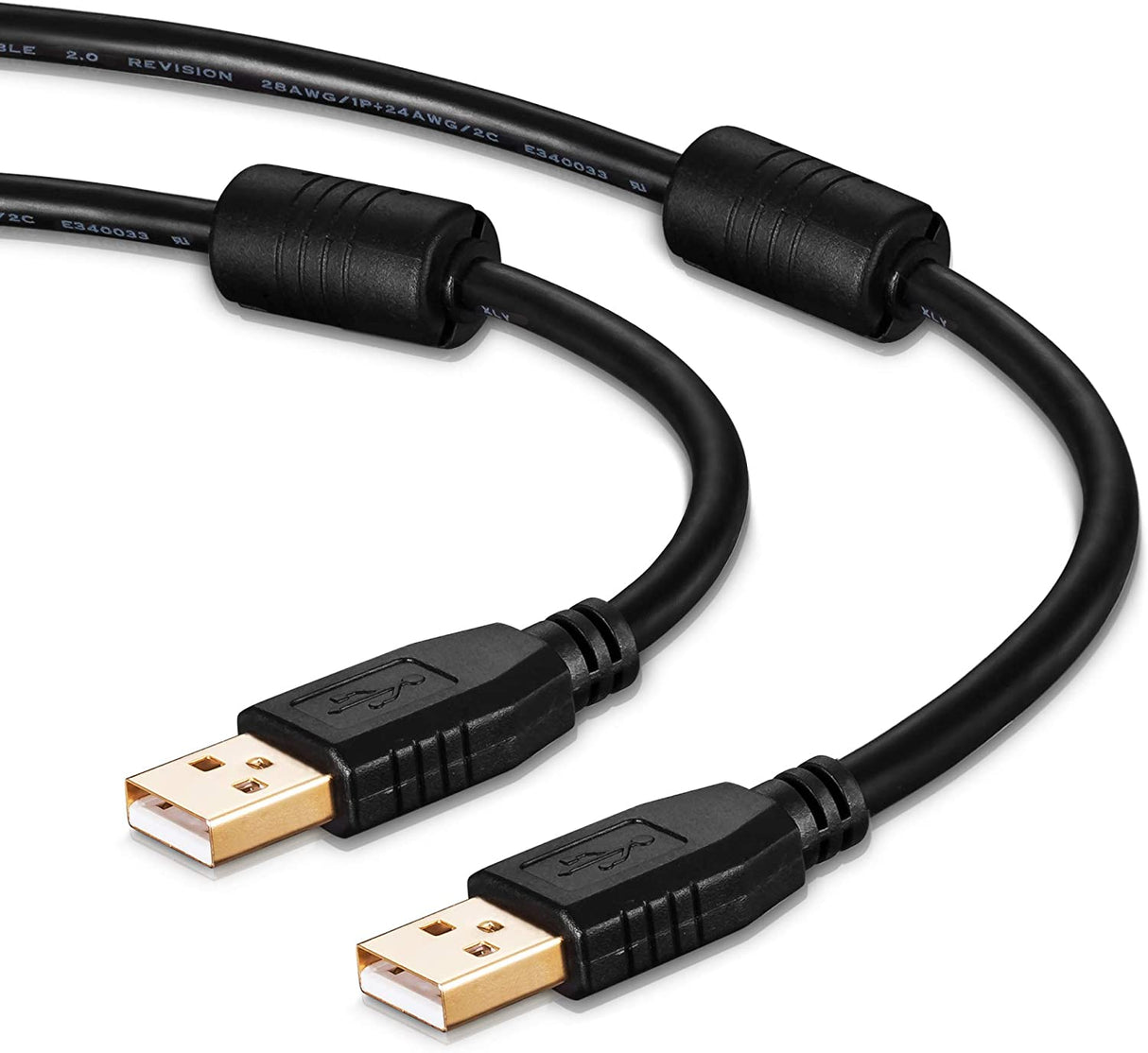 Tan QY - Cable USB A a A macho de 30 pies, Tan QY Cable USB a USB Cable USB macho a macho Cable USB de doble extremo con conector chapado en oro para carcasas de disco duro, impresoras, módems, cámaras (10 m/30 pies)