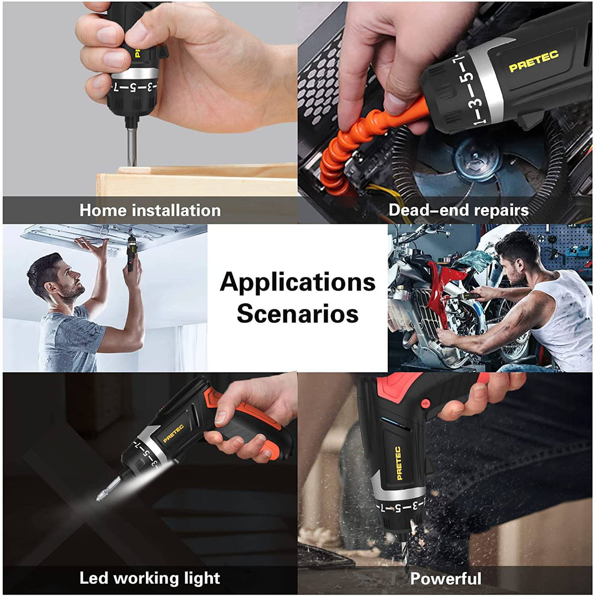 Destornillador eléctrico inalámbrico PRETEC, destornillador de batería con par 6+1, destornillador eléctrico recargable USB de 3,6 V 1500 mAh con luz de trabajo LED (31 en 1) - DIGVICE MX