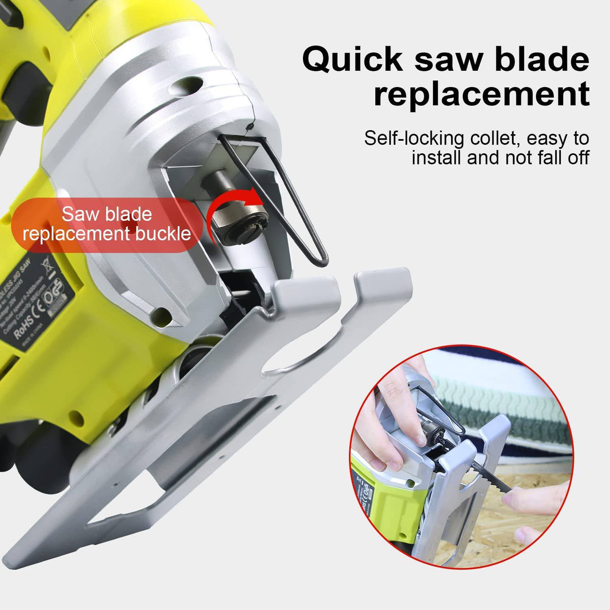 DEWINNER Sierra de calar inalámbrica de 20 V con batería y cargador para carpintería, sierras de calar de mano alimentadas por batería, herramienta de corte de madera - DIGVICE MX