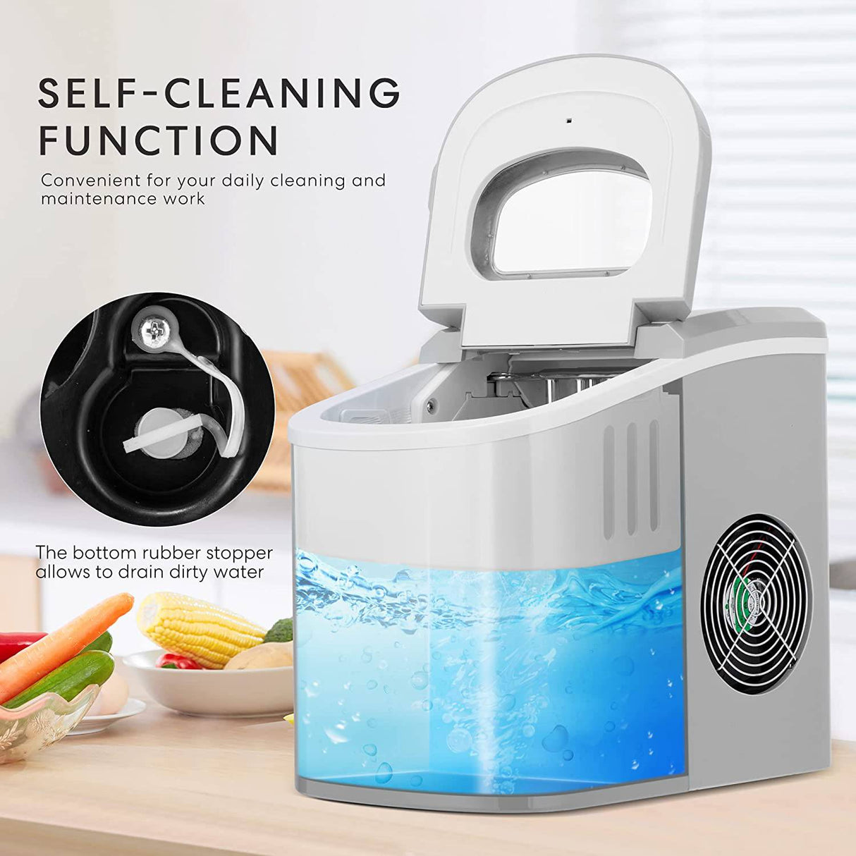 VIVOHOME máquina eléctrica portátil compacta para hacer cubitos de hielo en la encimera con pala manual y función de autolimpieza 26 lb / día plateado - DIGVICE MX