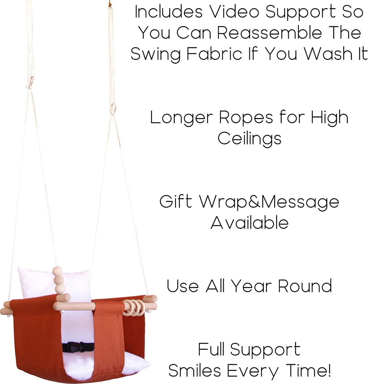 MASS LUMBER - Columpio de lona para interior y exterior para bebé con cinturón, juego para colgar en el techo, bolsa de almacenamiento, (canela) - DIGVICE MX