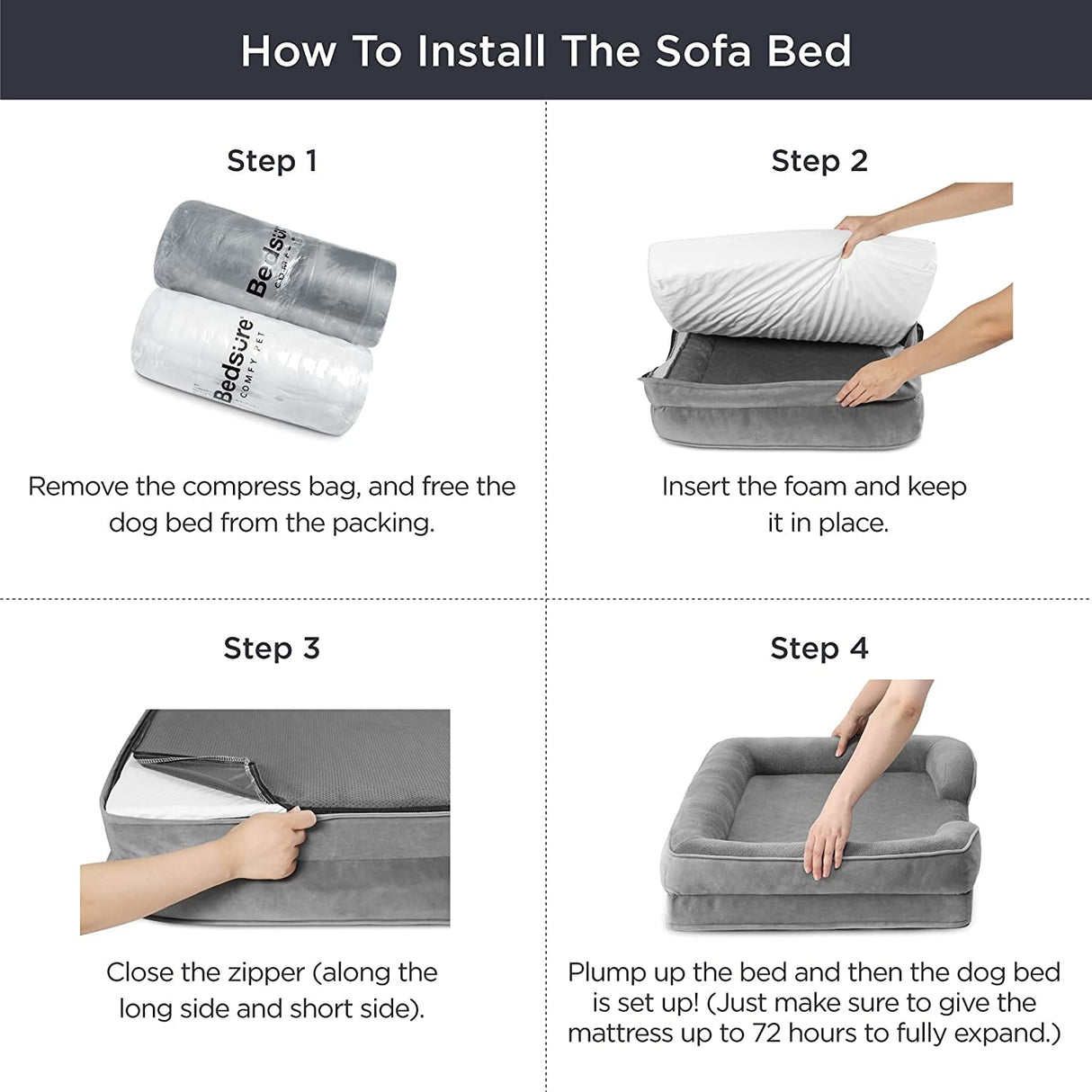 BEDSURE - Cama ortopédica para perro, perros medianas/grandes/extragrandes, sofá de espuma con funda extraíble lavable, forro impermeable y sofá inferior antideslizante - DIGVICE MX