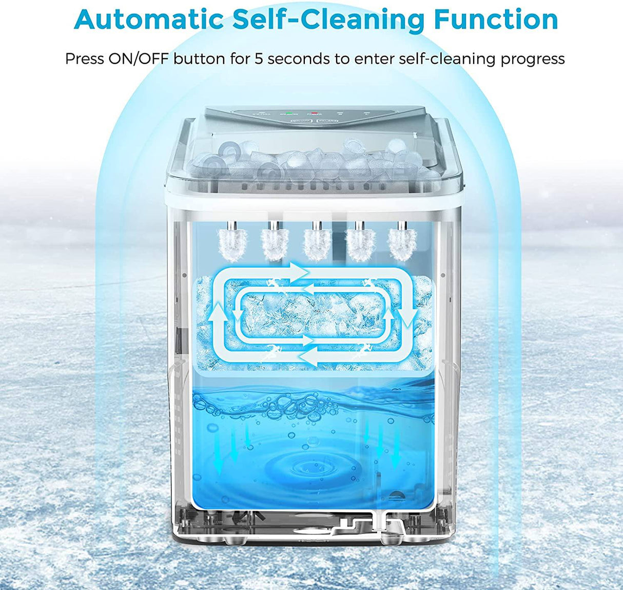 FZF - Encimera para hacer hielo, función de autolimpieza, portátil para hacer cubitos de hielo, 9 cubitos de hielo listos en 6 minutos, 26 libras 24 horas - DIGVICE MX