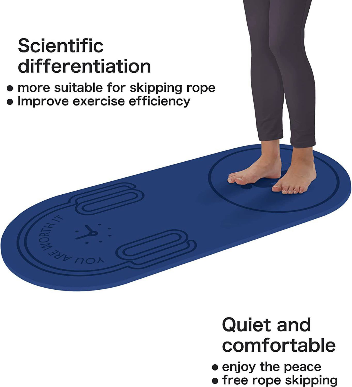 LERYG - Colchoneta de cuerda para saltar de 0.315 in, resistente, antideslizante, con bolsa de transporte para suelo de gimnasio en casa (55 x 24 pulgadas)