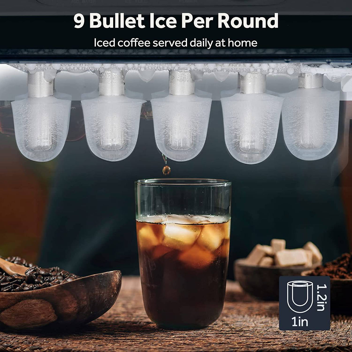 FREE VILLAGE - Encimera para hacer hielo, fabricación rápida de hielo en 6 minutos, 26,5 libras/24 horas 9 hielo tipo bala, con autolimpieza, cuchara para hielo y cesta, hielo en forma de bala - DIGVICE MX