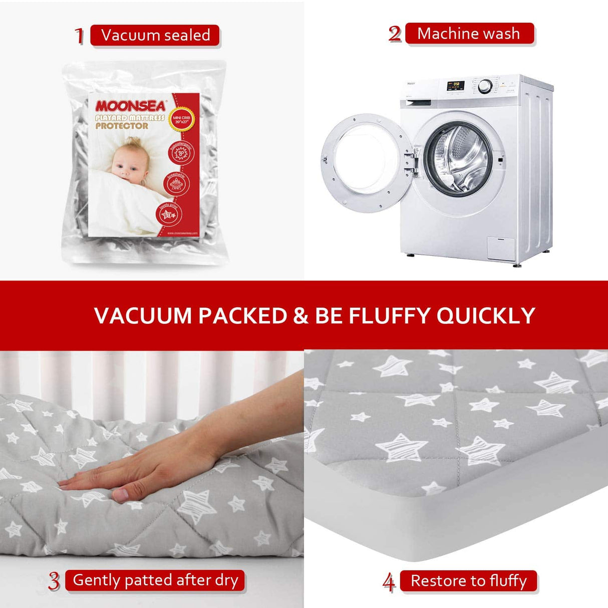 MOONSEA - Pack and Play Sheet Acolchado, Sábanas gruesas y transpirables para corralito, Lovely Print Funda de colchón 39"×27"×5" Se adapta a minicunas portátiles Graco, adecuado para Play Yards y colchones plegables - DIGVICE MX