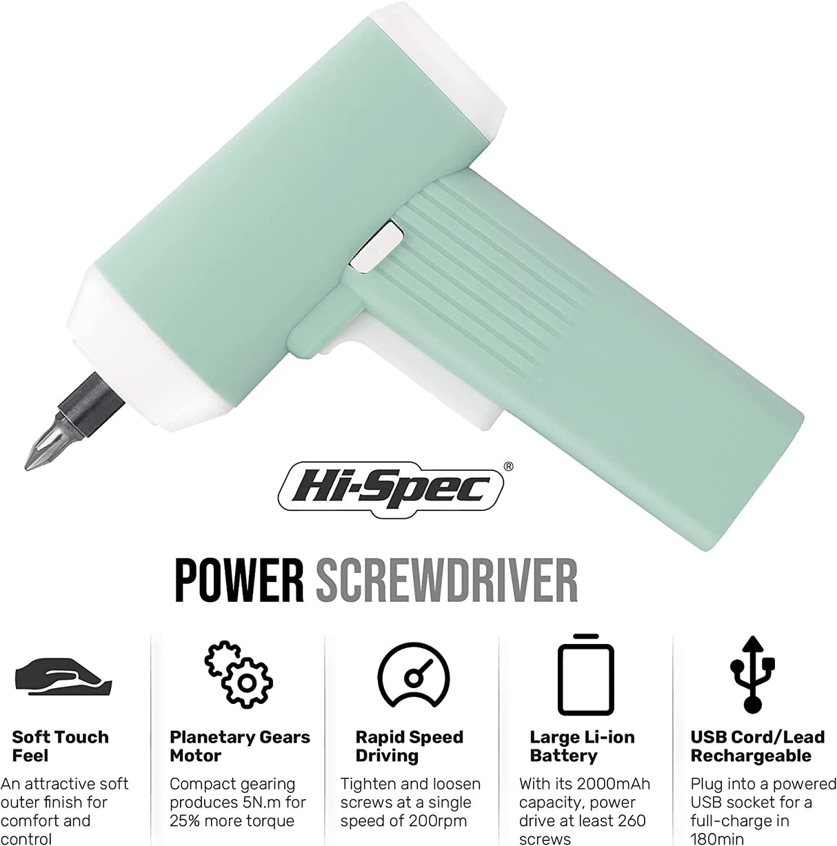 Destornillador inalámbrico Hi-Spec 34pc Green 3.6V USB Electric Power. Batería recargable y puntas de destornillador - DIGVICE MX