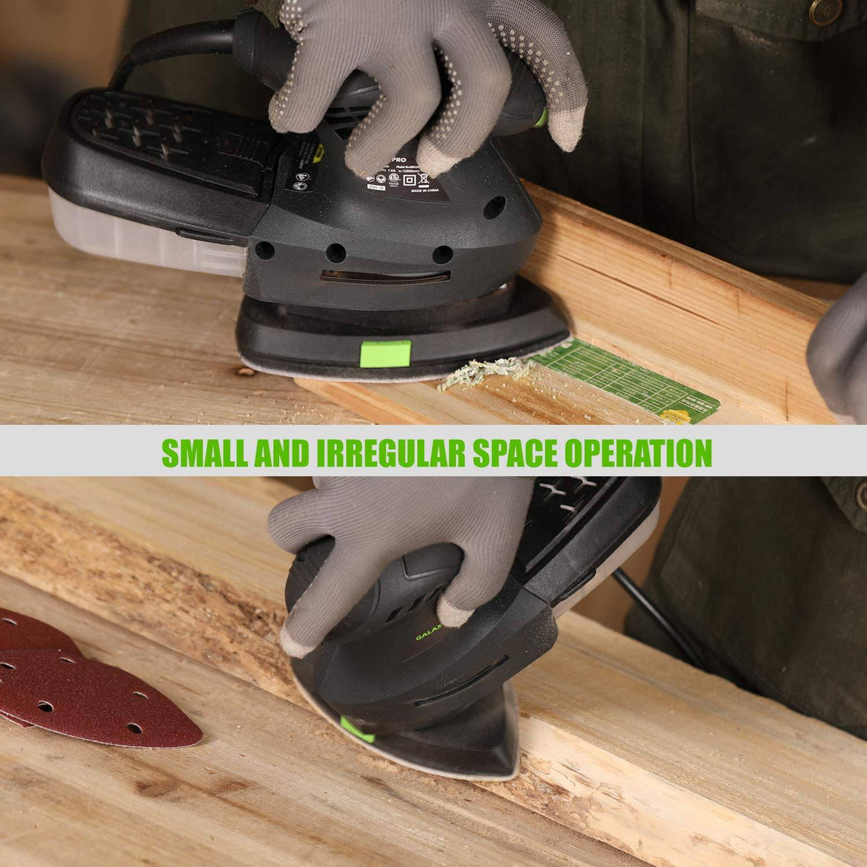 Lijadora orbital eléctrica GALAX PRO, lijadora de detalle de 12000 OPM con 10 piezas de papel de lija, lijadora manual de 1,6 A con cable de alimentación y sistema de recolección de polvo (QD6306C) - DIGVICE MX