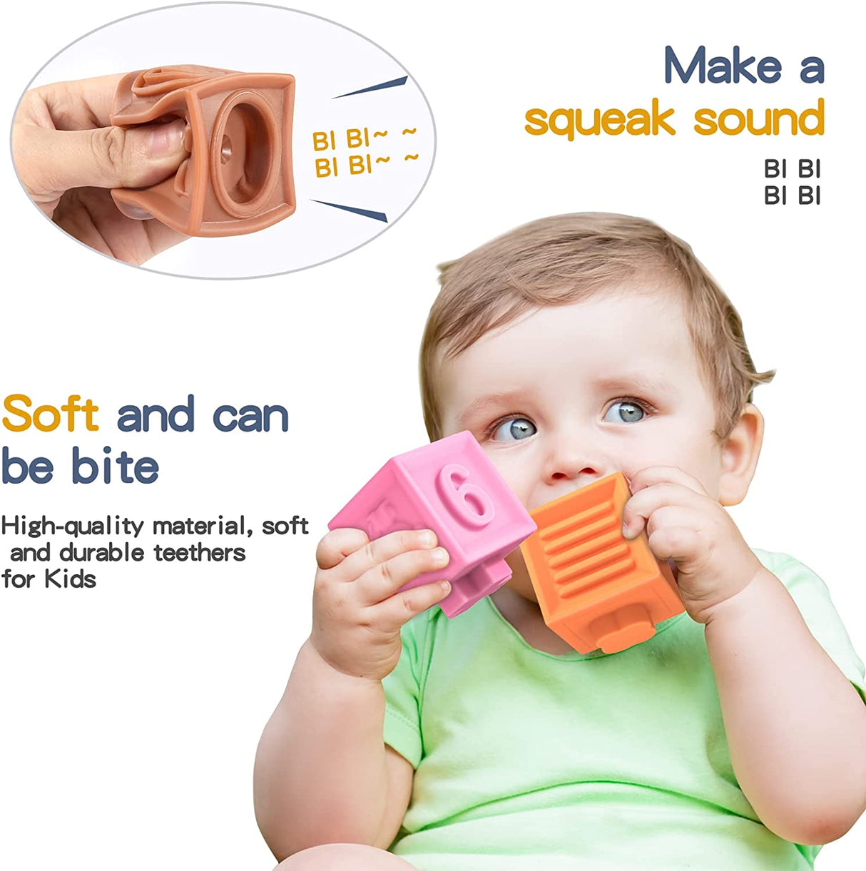 TEMI 12 piezas de juguetes de bloques apilables suaves y coloridos, juguetes educativos -