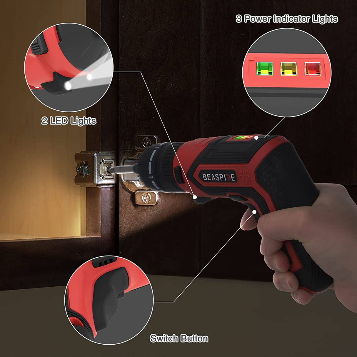 Beaspire Kit de destornillador inalámbrico multifunción 5 en 1, destornillador eléctrico magnético recargable eléctrico de 4 V 1,5 Ah, con 26 puntas de destornillador y extensión de broca, accesorio y bolsa de transporte - DIGVICE MX
