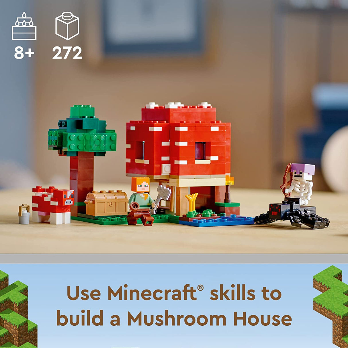 LEGO Minecraft The Mushroom House 21179 Juego de juguetes de construcción para niños, niños y niñas a partir de 8 años (272 piezas)