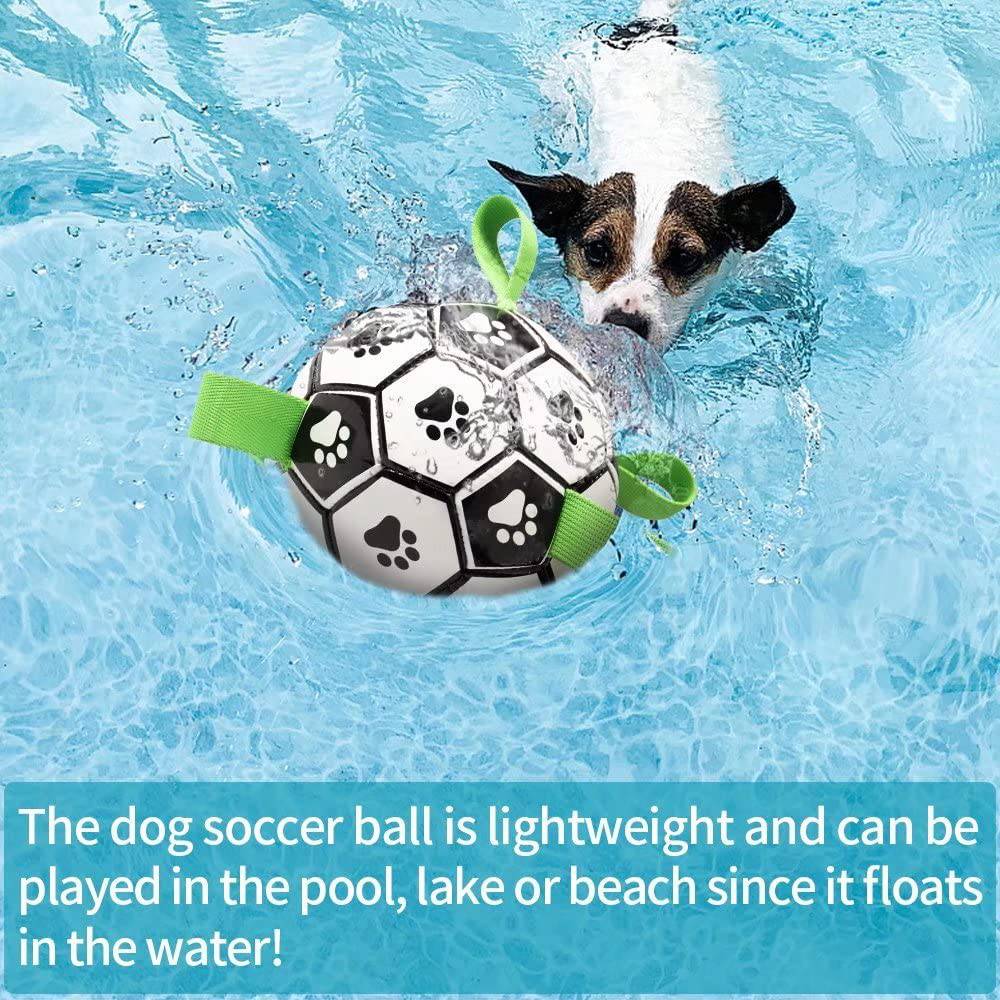 QDAN - Juguetes para perros Balón de fútbol con lengüetas de agarre, juguetes interactivos para perros, juguete de agua para perros. - DIGVICE MX
