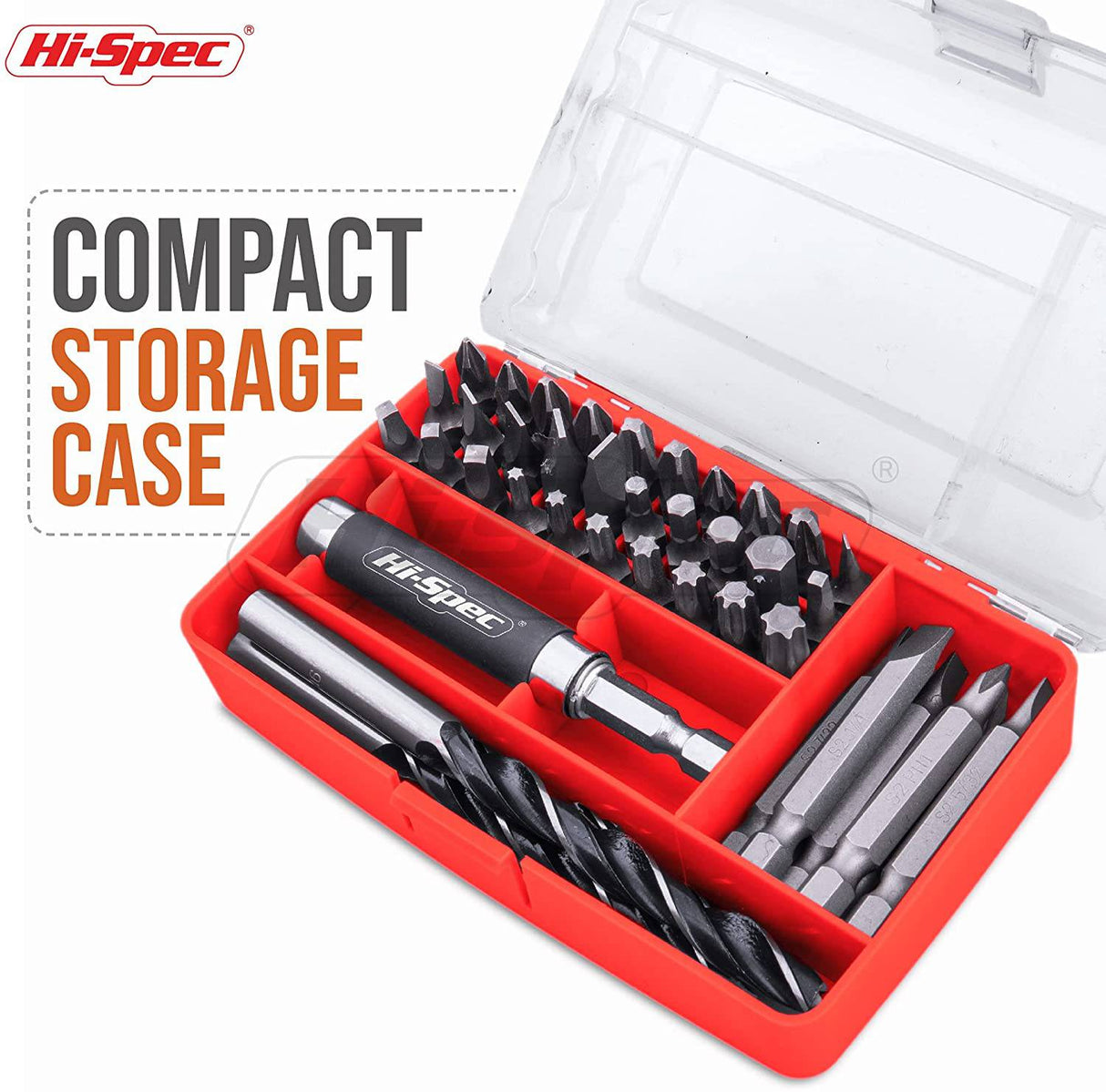 Destornillador eléctrico Hi-Spec de 45 piezas, rojo, 8 V, con juego de accesorios de brocas S2 para taladrado de madera eléctrico inalámbrico - DIGVICE MX