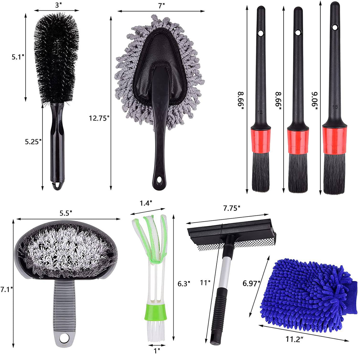 Fitosy Kit de lavado de autos con pistola de espuma, pistola de espuma de lavado de autos con toallas de microfibra, cepillo para ruedas de autos y guantes de microfibra para limpieza de autos,