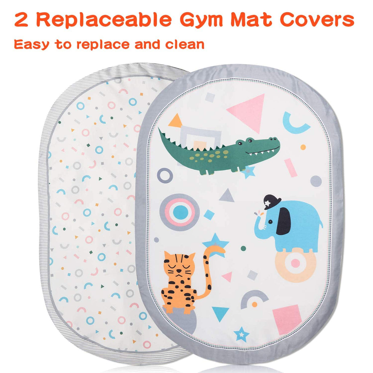 Lupantte 7 en 1 Baby Play Gym Mat, 2 fundas de alfombrilla lavables reemplazables Baby Activity Play Mat con 6 juguetes, visual, auditivo, táctil, desarrollo cognitivo para bebés y niños pequeños, más grueso antideslizante - DIGVICE MX