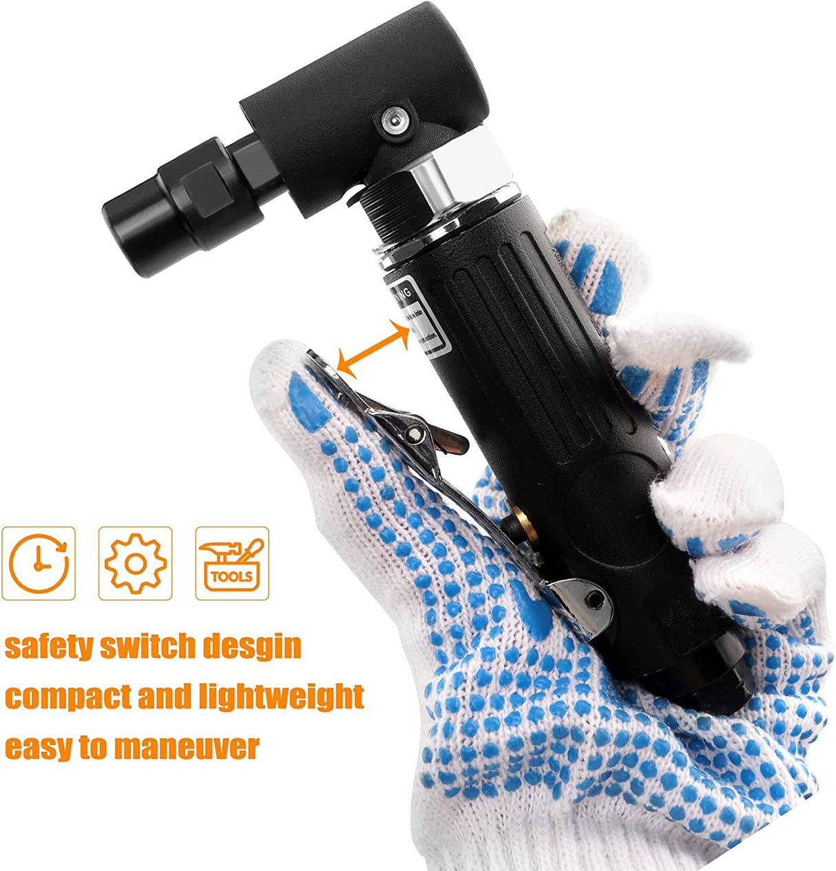 YON.SOU. Amoladora de troquel de aire - 1/4", ángulo recto, 20 000 RPM, potencia neumática, bloqueo de seguridad, 90 grados, mini, amoladora de troquel en ángulo para moler, pulir, cortar y más - DIGVICE MX