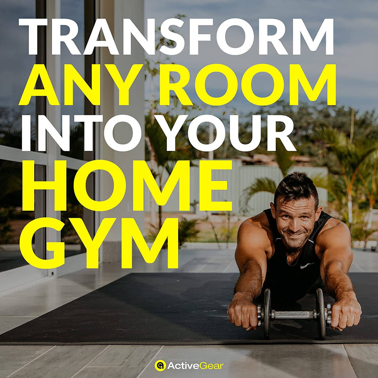 AG ACTIVEGEAR - Colchoneta de ejercicio grande 6'x6'x7mm | Alfombrilla de entrenamiento para el hogar | Alfombrillas de goma antideslizantes, gruesas y de alta densidad para hacer ejercicio en casa | Tamaño cuadrado ancho