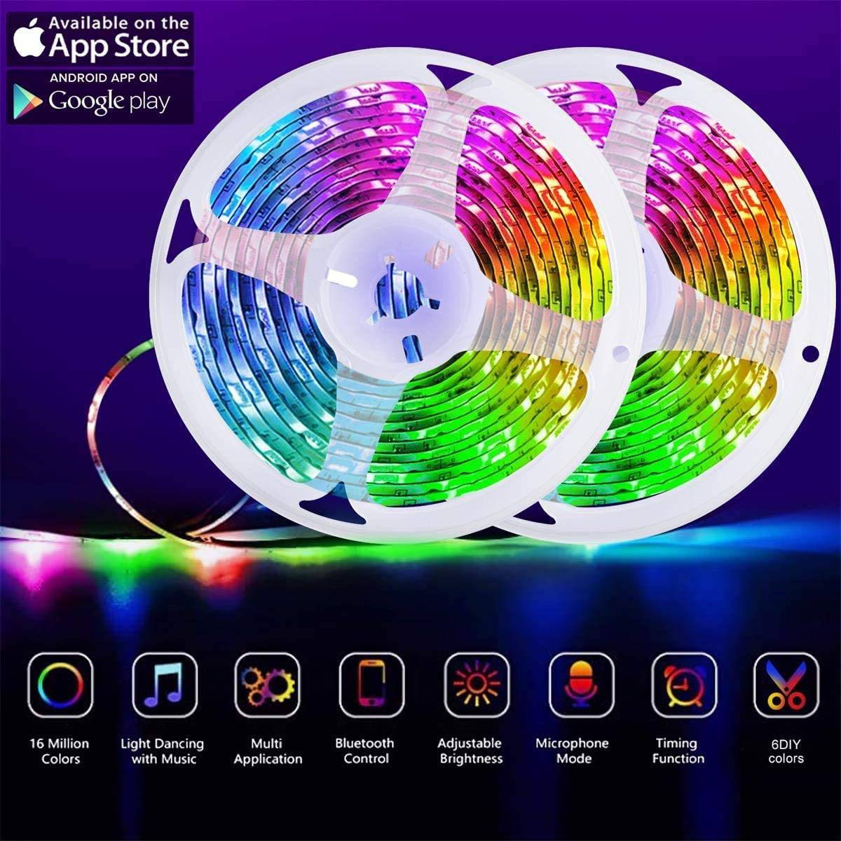 Wrrlight 32.8ft WiFi Smart Tira de luces LED con control de aplicaciones para la decoración del dormitorio - DIGVICE MX