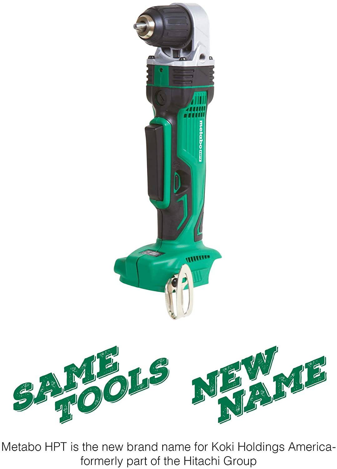 Metabo HPT Taladro en ángulo recto, inalámbrico de 18 V, solo herramienta, sin batería, mandril sin llave de 3/8 pulgadas, luz LED, mango lateral (DN18DSLQ4) - DIGVICE MX