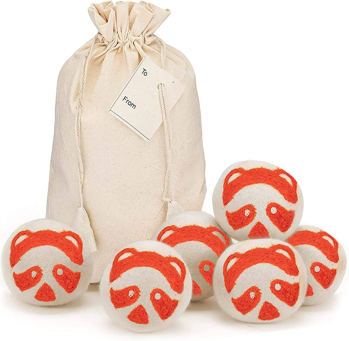 SimplrSpaces Bolas de secadora de lana orgánica para lavandería - Suavizante de tela natural para pieles sensibles, reemplazo para hojas de secadora, XL, panda rojo, paquete de 6 - DIGVICE MX