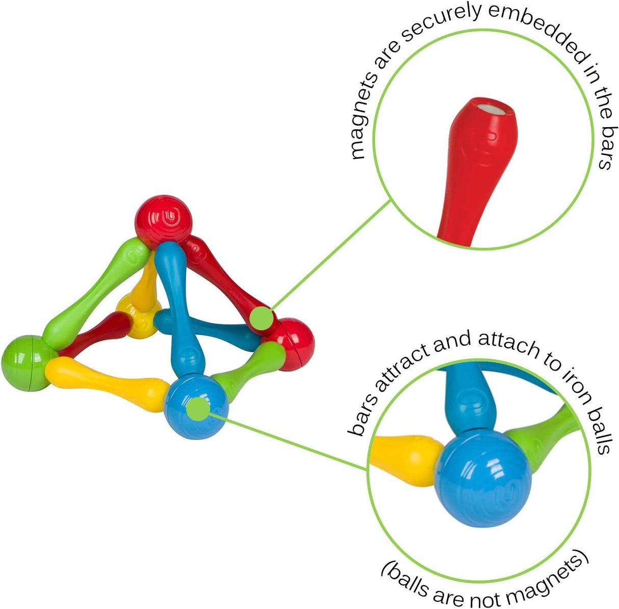 Goobi Juego de construcción de 20 piezas Bloques de construcción grandes Palos de juego de desarrollo STEM Aprendizaje - GJ-20