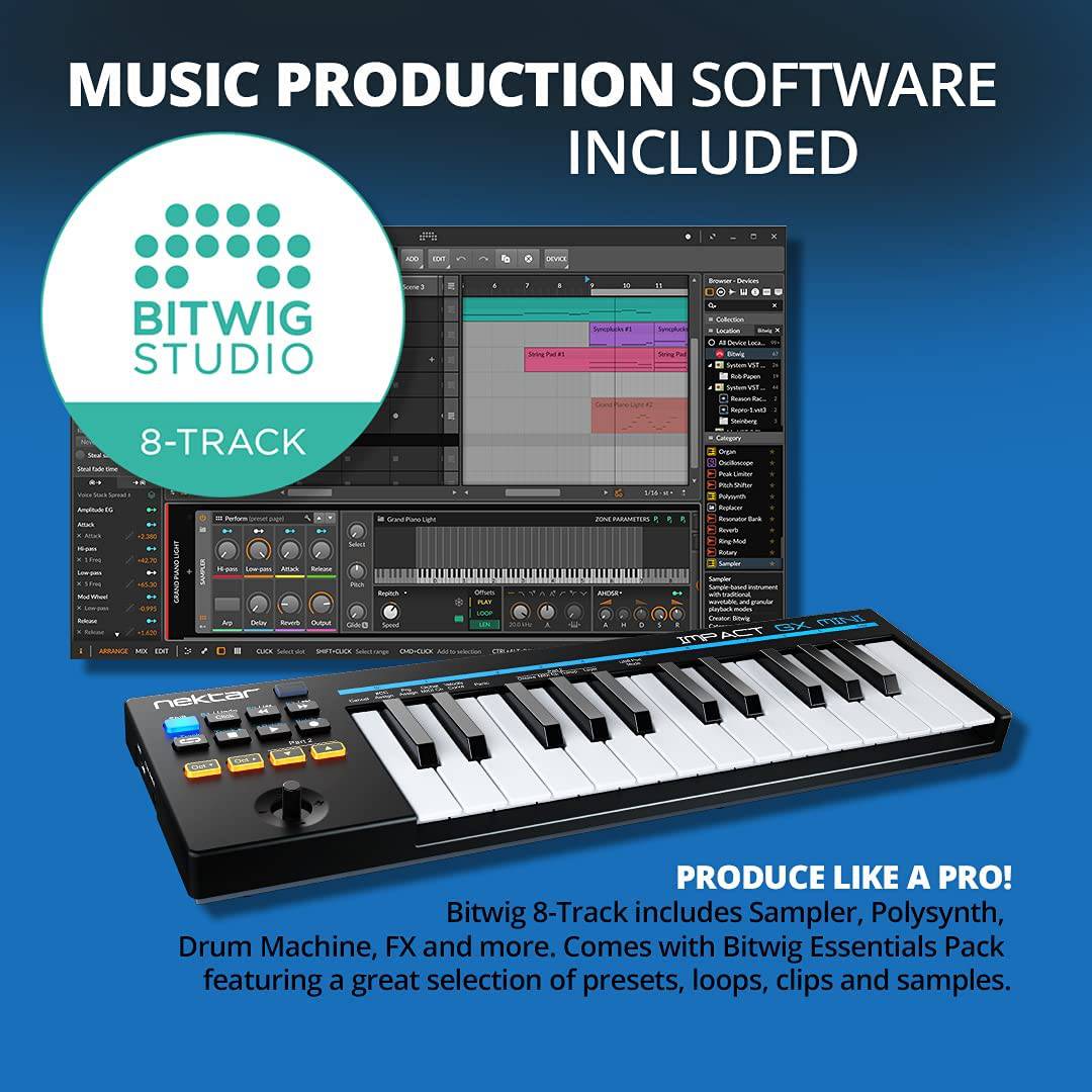 Nektar Impact GX Mini - Teclado controlador USB MIDI con integración Nektar DAW