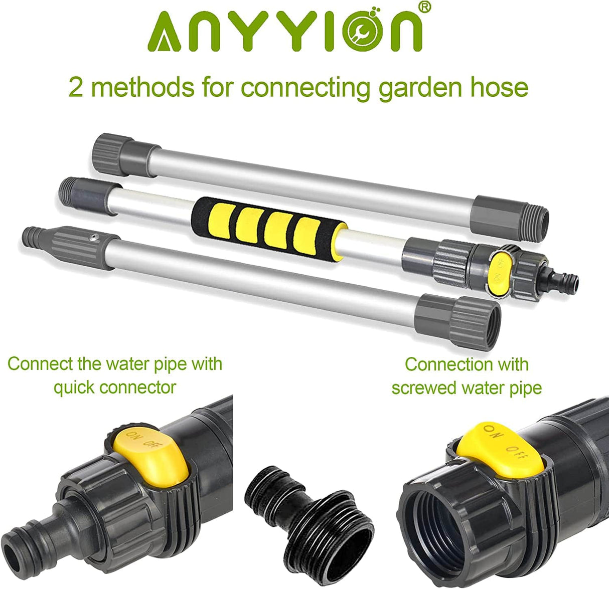 Anyyion Cepillo de lavado de autos de 51 pulgadas con cerdas suaves de 10 pulgadas, interruptor de encendido/apagado para el cepillo de lavado de autos, camiones, barcos, perfecto para limpiar el revestimiento de la casa, autos, camiones, SUV