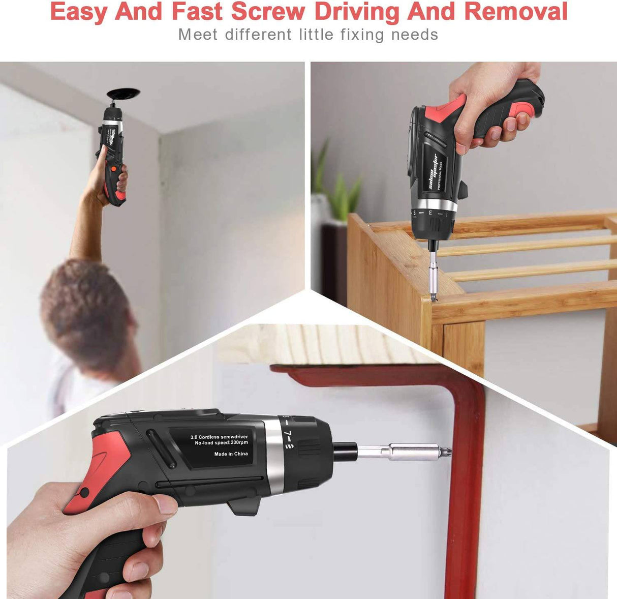 Destornillador inalámbrico MASTER de SALEM, destornillador eléctrico recargable, pistolas de tornillo de iones de litio de 4,8 V con indicador de batería - DIGVICE MX