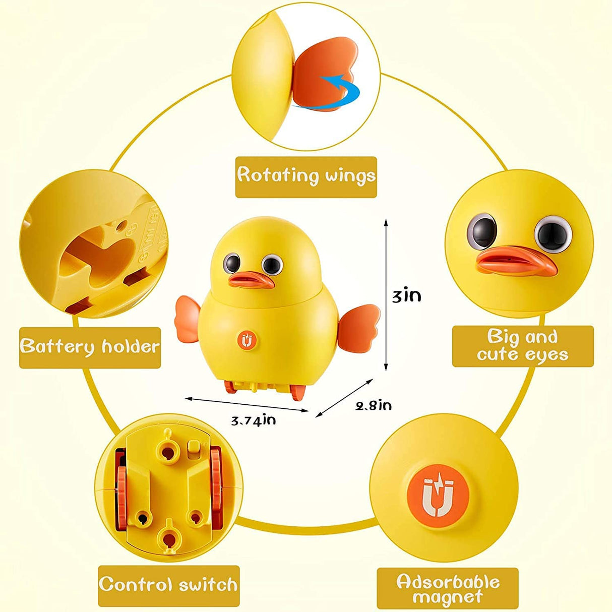 YONGSHUO Baby Electric Walking Animal Team Chick, Ducks, Owl, Funny Magnetic Swinging Squad Juguetes para niños- B08Z7NBVC6