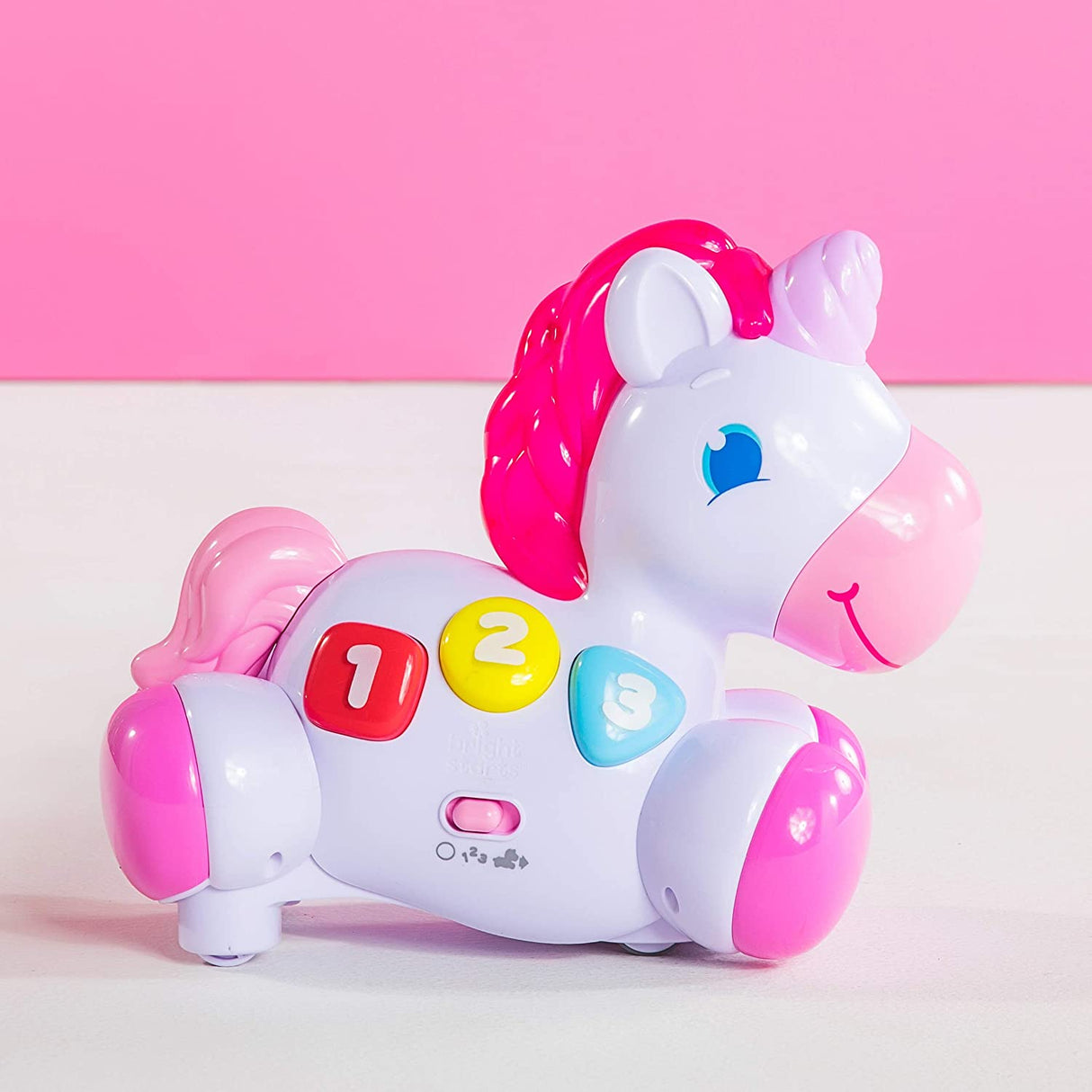 Bright Starts Rock & Glow Unicorn Crawling Baby Toy con luces y melodías, a partir de 6 meses, rosa - 10307