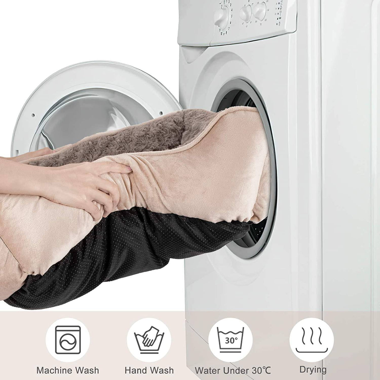 JOEJOY - (S) - Cama rectangular para perros pequeños, lavable a máquina, sofá cama para perros, parte inferior antideslizante, transpirable, suave, para cachorros, duradero, ortopédico, calmante, para mascotas, varios tamaños, color beige - DIGVICE MX