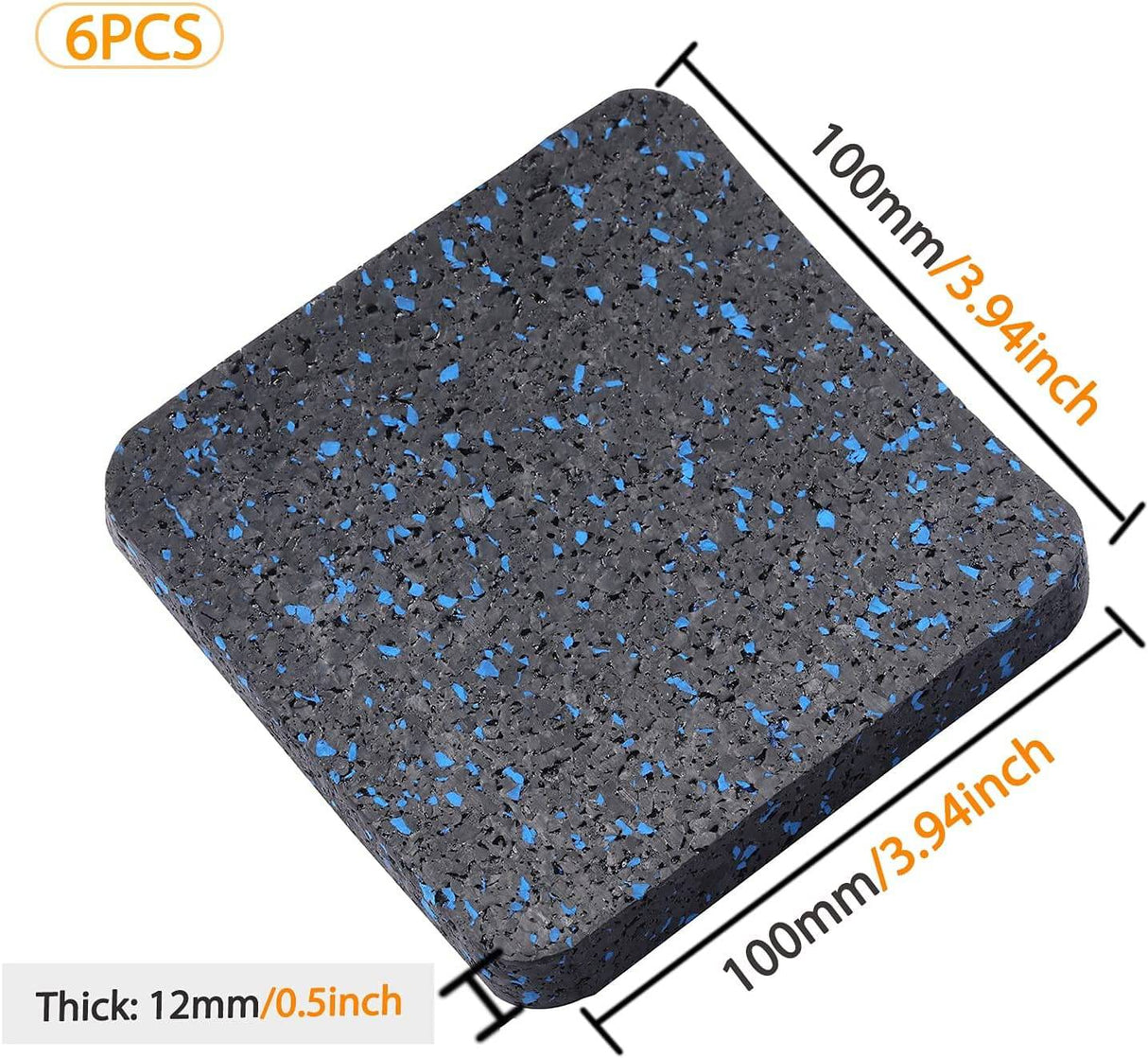 BestXD tapete para cinta de correr, tapete para equipo de ejercicio con goma de alta densidad (3.94 x 3.94 x 0.5 pulgadas) 6 piezas.