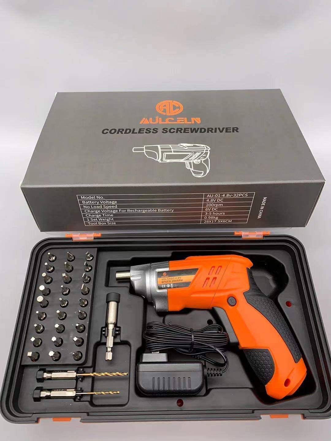 AULCELN Destornillador eléctrico Recargable, juego de destornilladores inalámbricos Pistolas de tornillo de iones de litio de 4,8 V con 32 puntas, luz LED para bricolaje doméstico, herramientas eléctricas y manuales - DIGVICE MX