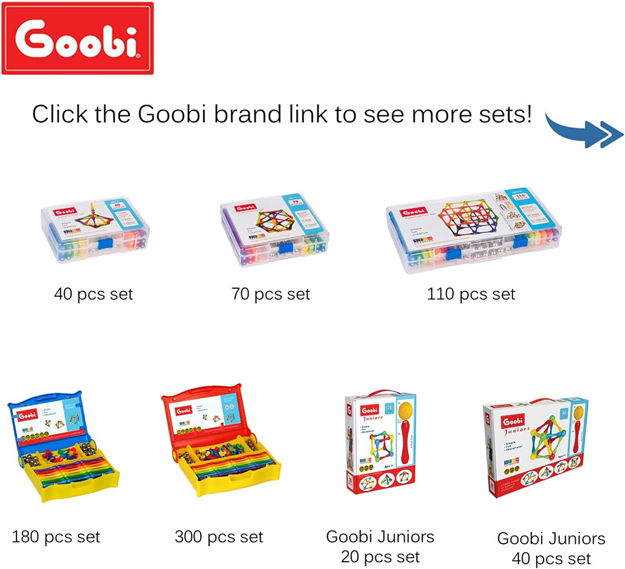 Goobi Juego de construcción de 20 piezas Bloques de construcción grandes Palos de juego de desarrollo STEM Aprendizaje - GJ-20