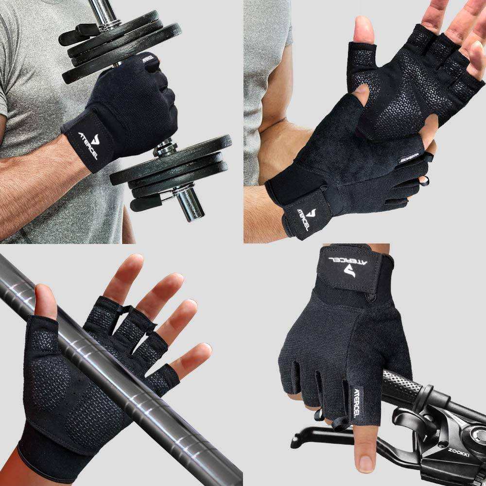 Atercel - Guantes de entrenamiento para hombres y mujeres, guantes de ejercicio para levantamiento de pesas, ciclismo, gimnasio, entrenamiento, transpirables y ajustados