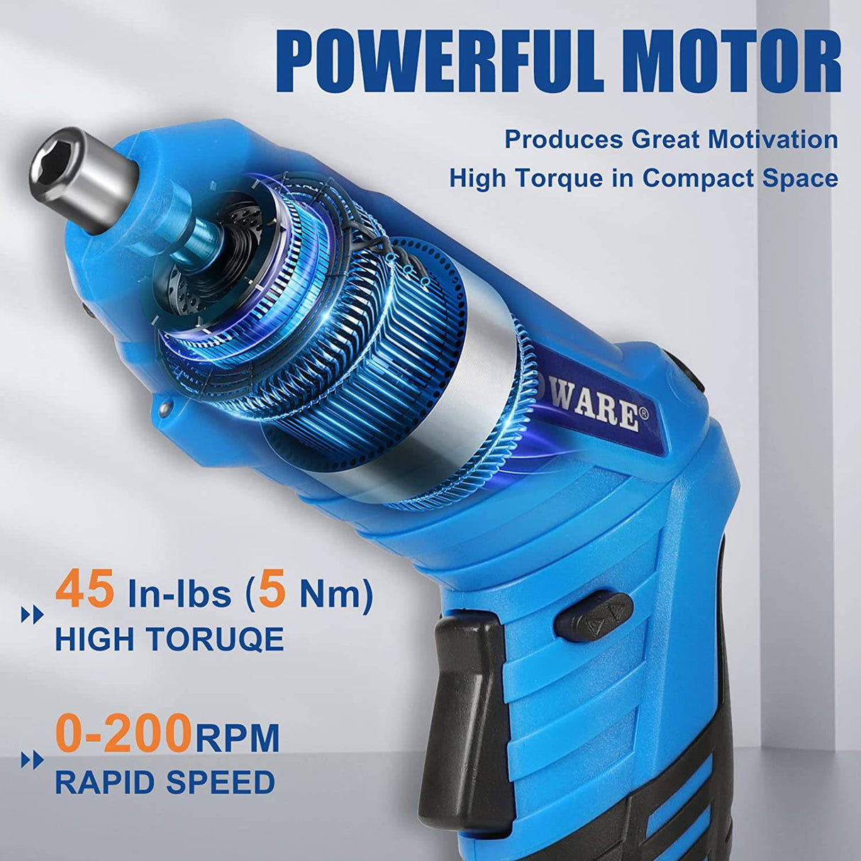 COMOWARE Destornillador eléctrico, 3.6V Max 5Nm Destornillador inalámbrico Recargable Set con 47 Kit de accesorios - DIGVICE MX