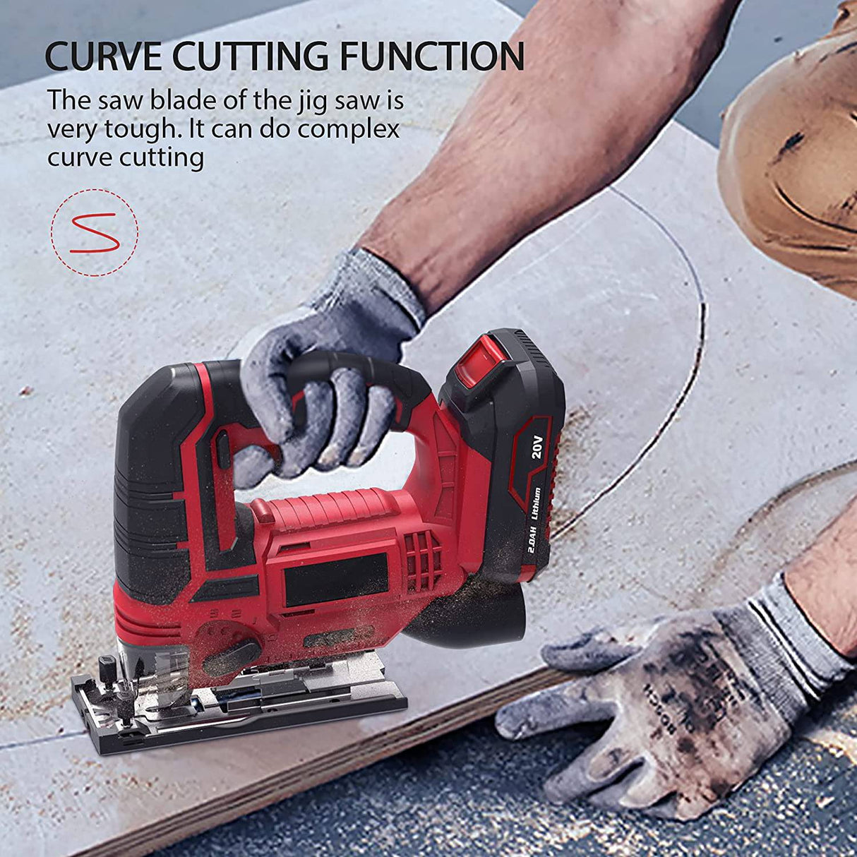 Michark Sierra de calar inalámbrica de 20 V para carpintería con LED, 4 orbitales, velocidad variable, ángulo de bisel de ±45°, 10 hojas, regla de escala, cambio de hoja sin herramientas, batería, bolsa de transporte y cargador rápido incluidos - DIGVICE MX