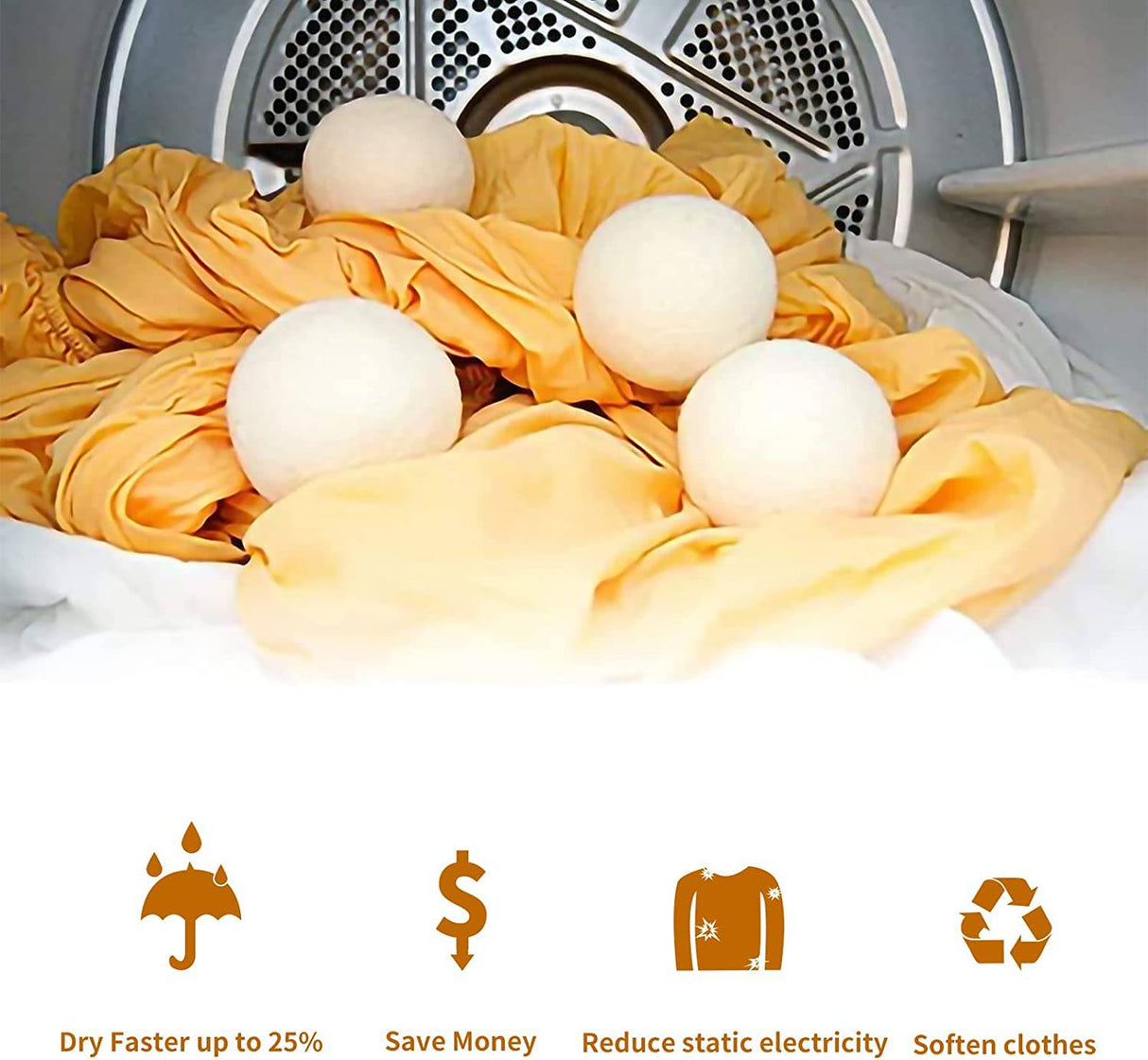 TCOQBEE Bolas de lana reutilizables para secadora Organic XL, paquete de 6, 100 % lana orgánica premium de Nueva Zelanda, suavizante de telas naturales para la ropa, acelera el tiempo de secado, reduce los costos de energía - DIGVICE MX