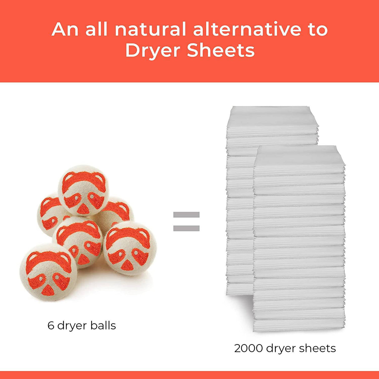 SimplrSpaces Bolas de secadora de lana orgánica para lavandería - Suavizante de tela natural para pieles sensibles, reemplazo para hojas de secadora, XL, panda rojo, paquete de 6 - DIGVICE MX