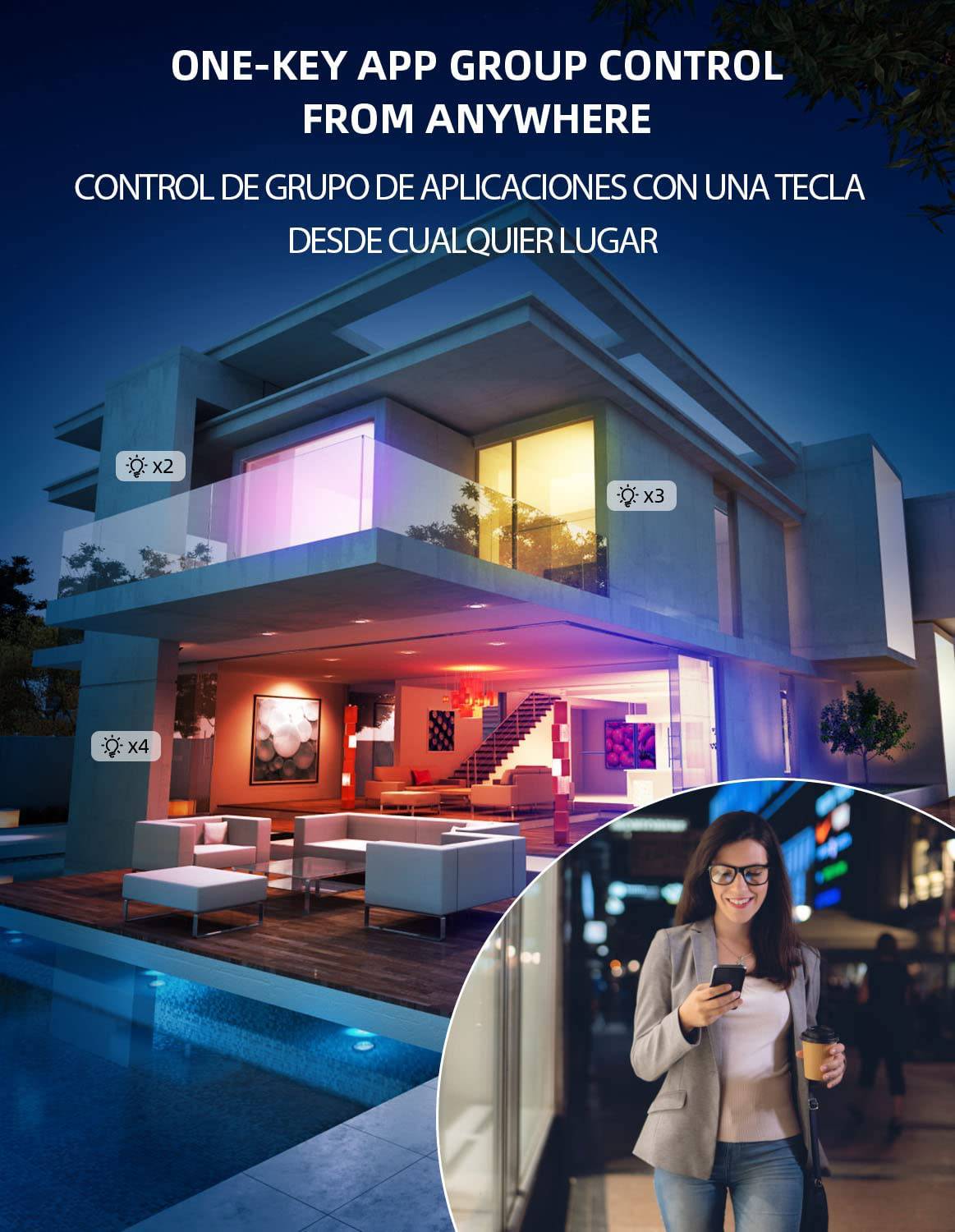 MikeWin Smart Wi-Fi Bombillas, compatibles con Alexa y Google Home Assistant (no requiere concentrador, solo 2,4 GHz), bombilla LED A19 regulable RGBCW cambio de color 2700-6500K 10 W (equivalente a 80 W) 900 lm, paquete de 4 - DIGVICE MX